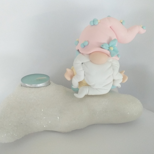 Nuvem com gnomo suporte para vela / Cloud with gnome candle holder