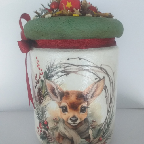 Frasco Natal Bambi / Christmas Bambi jar